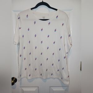 Whote Tee with Ice Cream Pattern
